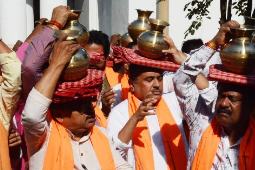 BJP Leaders Perform Ritualistic 'Purification' at TMC Protest Site in Assembly Premises