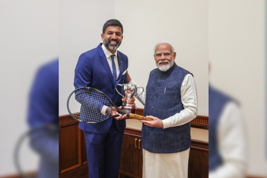 Rohan Bopanna Presents Australian Open Winning Racket to Prime Minister Modi