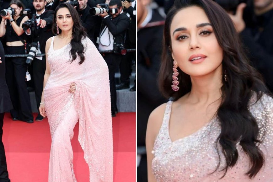 Preity Zinta Shines in Seema Gujral's Pink Sari at Cannes 2024